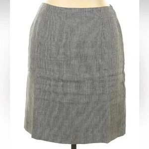 Vintage Talbots Grey & Black Plaid 100% Irish Linen A-Line Skirt Women’s Size 14